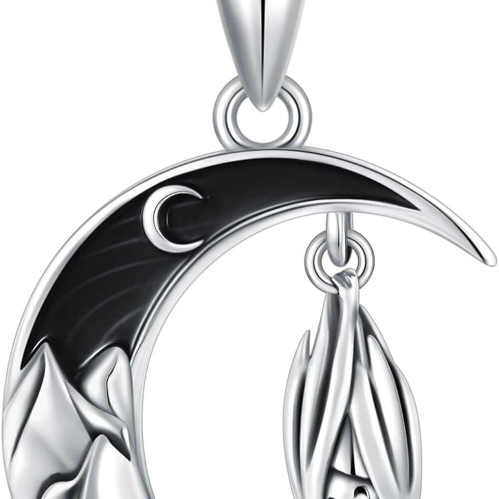 Gothic Jewelry Bat/Cat/Wolf/Dragon/Owl/Fox/Spider/Sun Pendant Sterling Silver Cr